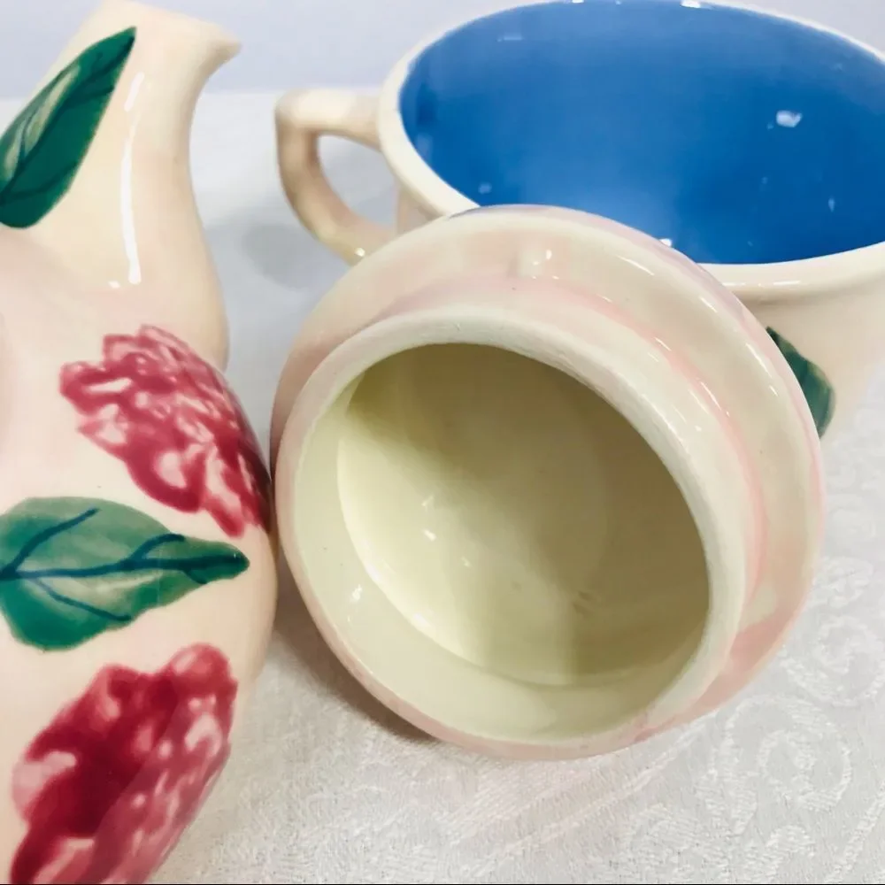 Ceramic Teapot Cup Set Floral Painted Personal Size Tea Party Set Tea Cup